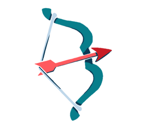 apollo market logo, featuring a teal bow and red arrow pointing to the right